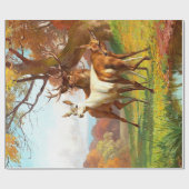 森赤と白のデコパージュの2頭 ラッピングペーパー (フラット)