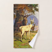 森赤と白池の近くのシカ バスタオルセット (ハンドタオル)