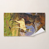 森赤と白池の近くのシカ バスタオルセット (ハンドタオル)