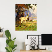 森赤と白池の近くのシカ ポスター (ホームオフィス)