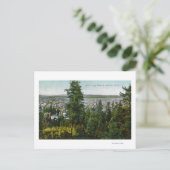 森越しの街の航空写真 ポストカード (スタンド正面)