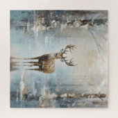 森霜の降りた林の鹿 ジグソーパズル (横)