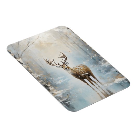 森霜の降りた林の鹿 マグネット (右側)