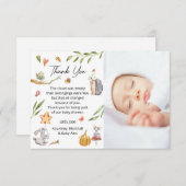 森魅力的動物ニュートラル赤ちゃんシャワー サンキューカード (正面/裏面)