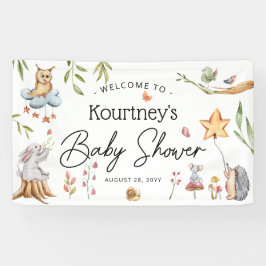 森魅力的動物ニュートラル赤ちゃんシャワー 横断幕