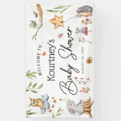 森魅力的動物ニュートラル赤ちゃんシャワー 横断幕 (縦)