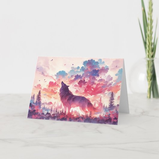 森鮮やかの中のオオカミ カード (正面)