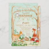 森(き)の生き物たちが鹿の性別を明かすキツネ梟 招待状 (正面/裏面)