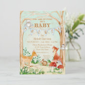 森(き)の生き物たち動物シカのキツネうさぎの梟絵 招待状 (スタンド正面)