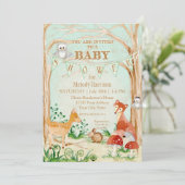 森（き）の生き物たち動物シカのキツネうさぎの梟絵 招待状 (スタンド正面)