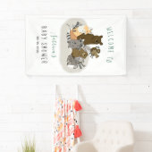 森(き)の赤ちゃんが森(や)の動物にシャワーを浴びる歓迎 横断幕 (インサイチュ)