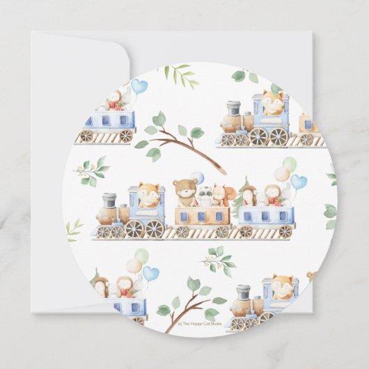 森（き）林（りゅう）動物が緑のベビーシャワーを訓練   招待状 (裏面)