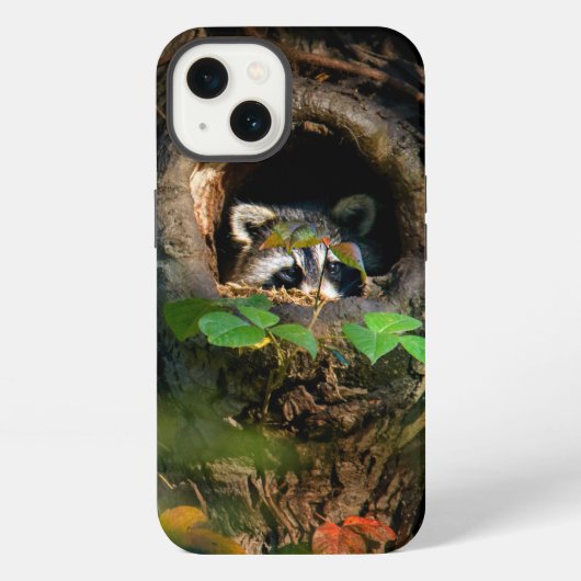 森 | アライグマののぞき見 iPhoneケース (裏面)