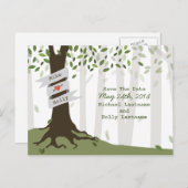森/ウッドランドウェディング日付はがきを保存 案内ポストカード (正面/裏面)