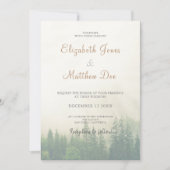 森/山の松の木素朴の結婚数 招待状 (正面)