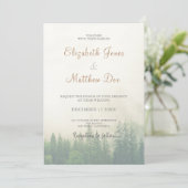 森/山の松の木素朴の結婚数 招待状 (スタンド正面)