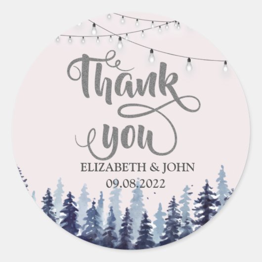 森、松の木々ありがとうござ結婚う ラウンドシール (正面)
