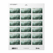 森,松の木,緑の背景にストリングライト ラベル (フルシート)