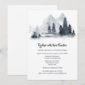 森 水彩 山 松の木 どすい青 招待状 (正面/裏面)