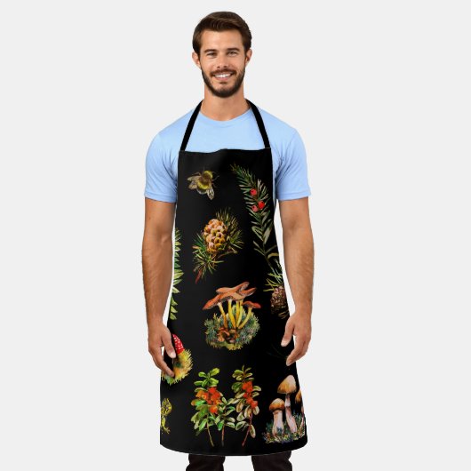 森、野生のキノコ エプロン (着用した状態)