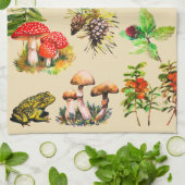 森、野生のキノコ キッチンタオル (折り畳み)