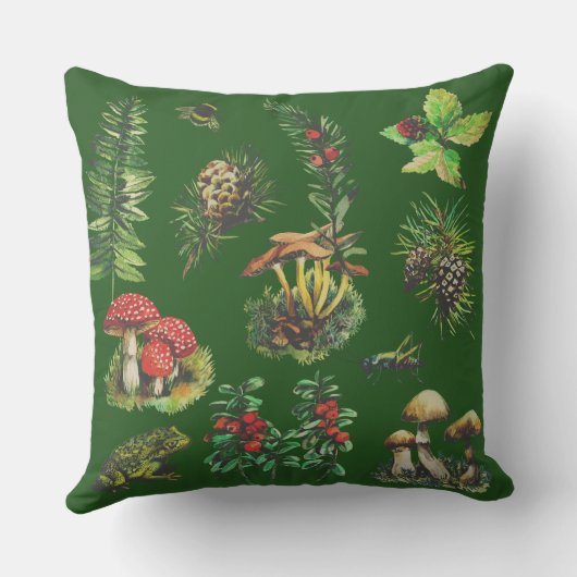 森、野生のキノコ クッション (裏面)