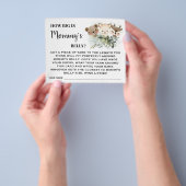 森Momsベリーベイビーシャワーゲームカードの大きさ チラシ (手)