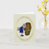 棺おけ販売カード付き年配の女性モルティシャン カード (黄色い花)