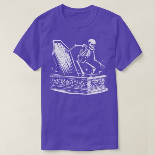 棺から目覚める骸骨 Tシャツ (デザイン正面)