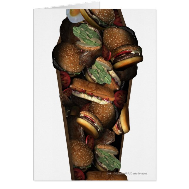 棺のイラストレーションはファースト・フードで満ちました (正面)