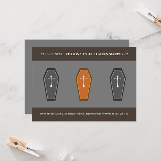 棺の宿泊パーティの招待状 招待状 (正面/裏面インサイチュ)