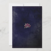 棺の薔薇が輝くネイビーブルーのハロウィンウェディング 招待状 (裏面)