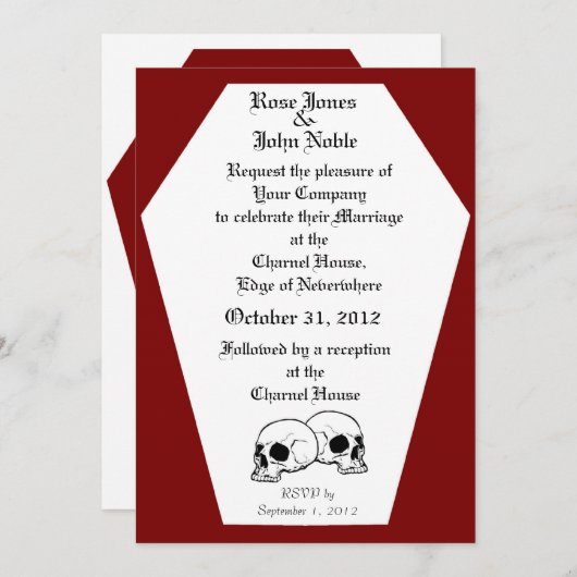 棺の(赤い)結婚式招待状 招待状 (正面/裏面)