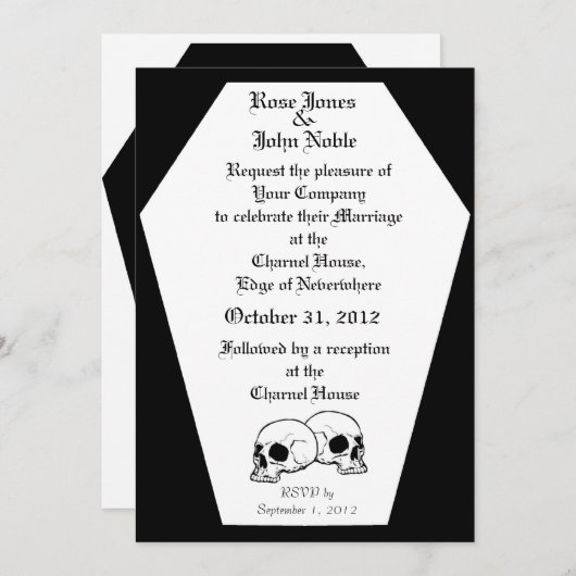 棺の(黒い)結婚式招待状 招待状 (正面/裏面)