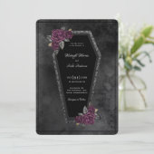 棺ブラックグレーバラスパークルハロウィン結婚ズ 招待状 (スタンド正面)