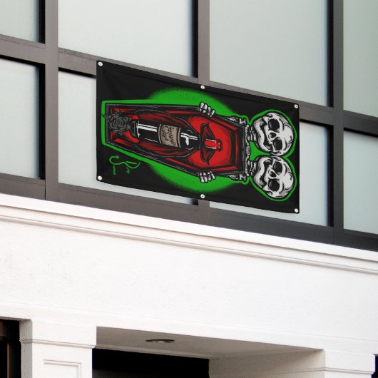 棺ボトル表示 横断幕 (ビルの外側)