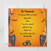 棺及びカボチャハローウィンパーティの骨組 招待状 (裏面)