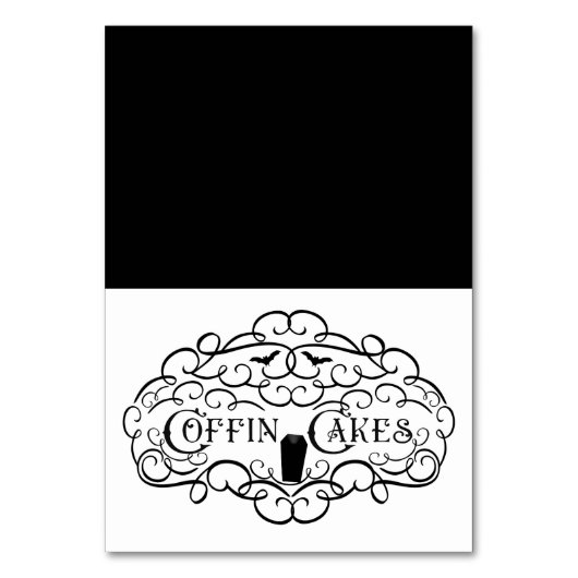 棺型ケーキ ヴィンテージ エレガント ハロウィン 食品 テント テーブルナンバー (正面)