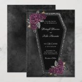 棺桶にバラのゴシックウェディング 招待状 (正面/裏面)