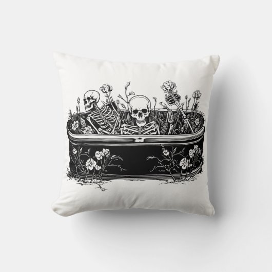 棺桶の中の骸骨 クッション (正面)