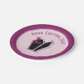 棺桶ピンクのハロウィンのかわいい黒猫ガーリー ペーパープレート (アングル)