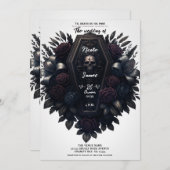 棺開花フローラスカルホワイトゴシッ結婚クス 招待状 (正面/裏面)