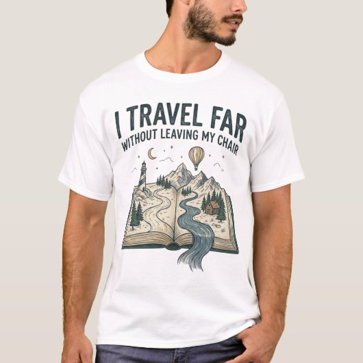 椅子から動かずに遠くへ旅する 読書Tシャツ Tシャツ (正面)