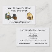椅子でテレビを見る猫と犬のドッグウォーカー 名刺 (正面/裏面)