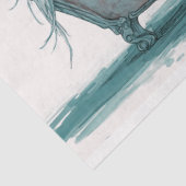 椅子にお洒落ティール（緑がかった色）の白猫を切り離す 薄葉紙 (詳細)