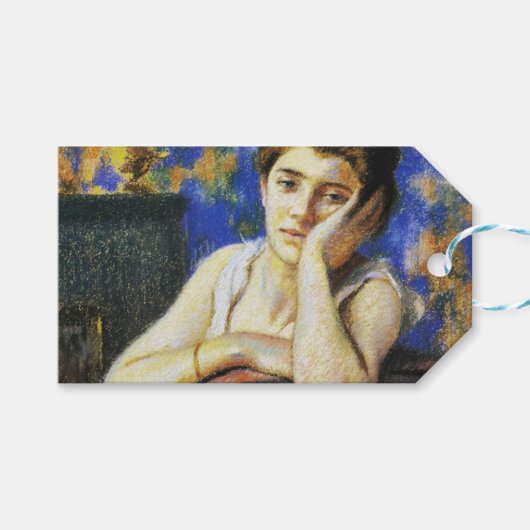 椅子にもたれかかった女性 ギフトタグ (正面(横))