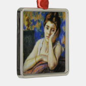 椅子にもたれかかった女性 メタルオーナメント (右)
