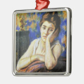椅子にもたれかかった女性 メタルオーナメント (左)