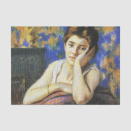 椅子にもたれかかった女性 薄葉紙