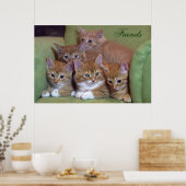 椅子にオレンジ色の子猫5匹 ポスター (キッチン)